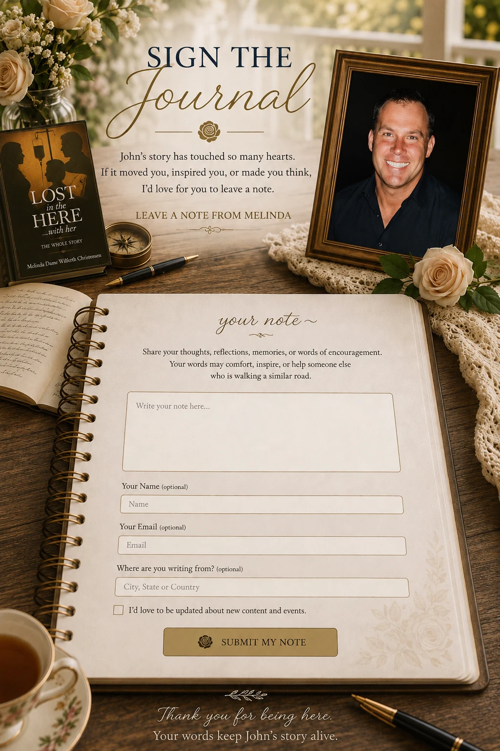 Sign the Journal in memory of John